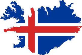 iceland icon colorful red white and blue colors