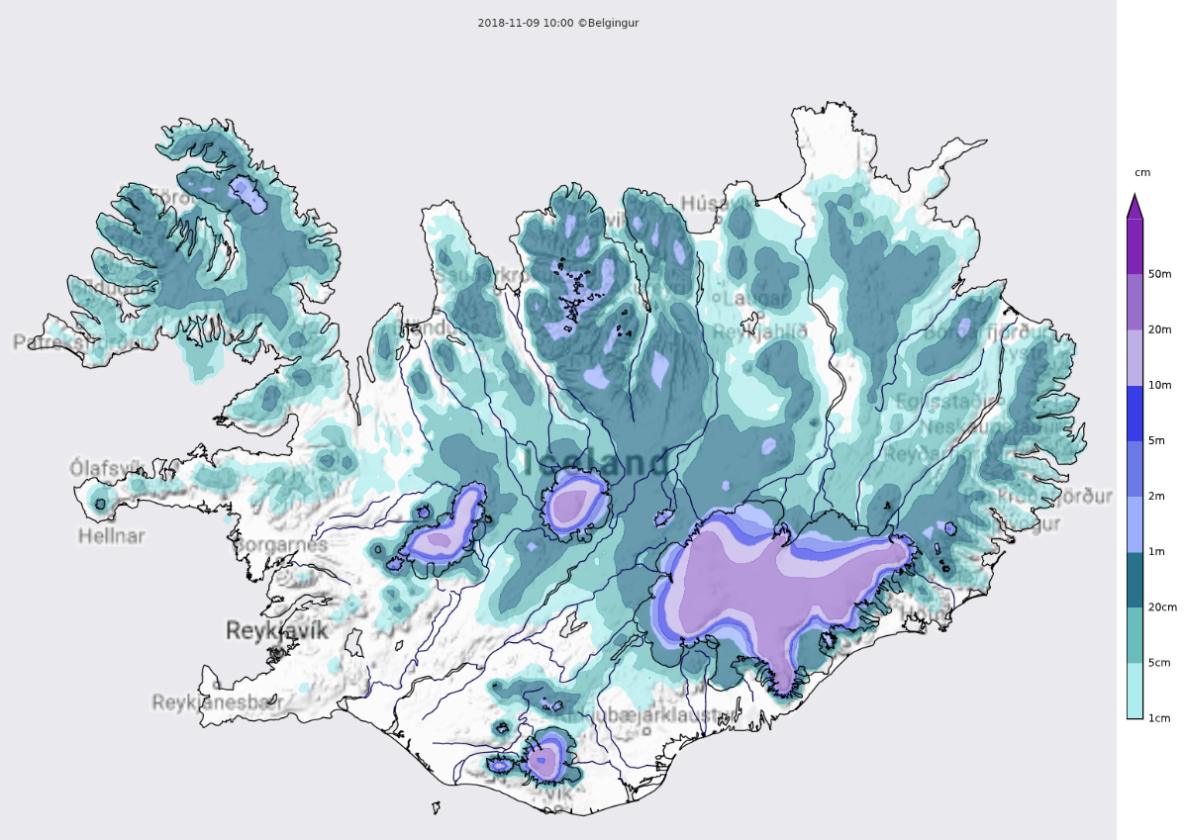iceland weather map snow cover